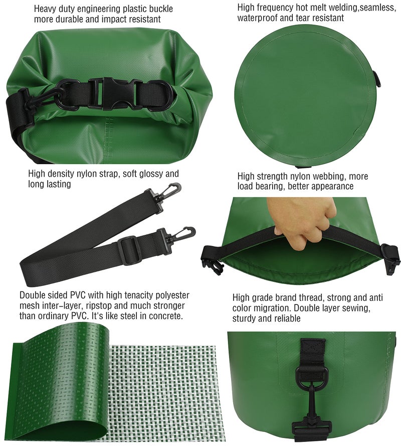 MARCHWAY Floating Waterproof Dry Bag Backpack 5L/10L/20L/30L/40L, Roll Top Sack Keeps Gear Dry for Kayaking, Rafting, Boating, Swimming, Camping, Hiking, Beach, Fishing (Dark Green, 30L) - Image 4